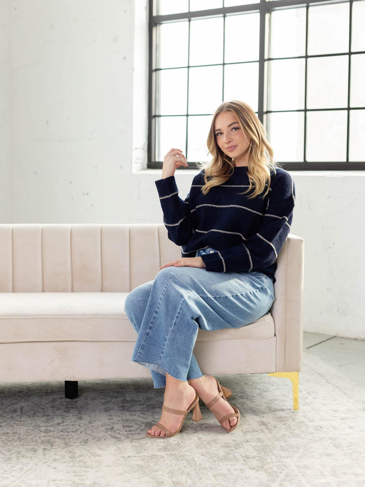 navy drop shoulder sweater