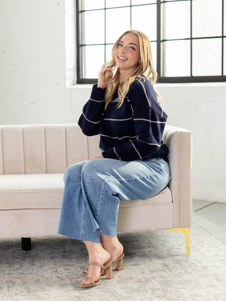 navy drop shoulder sweater