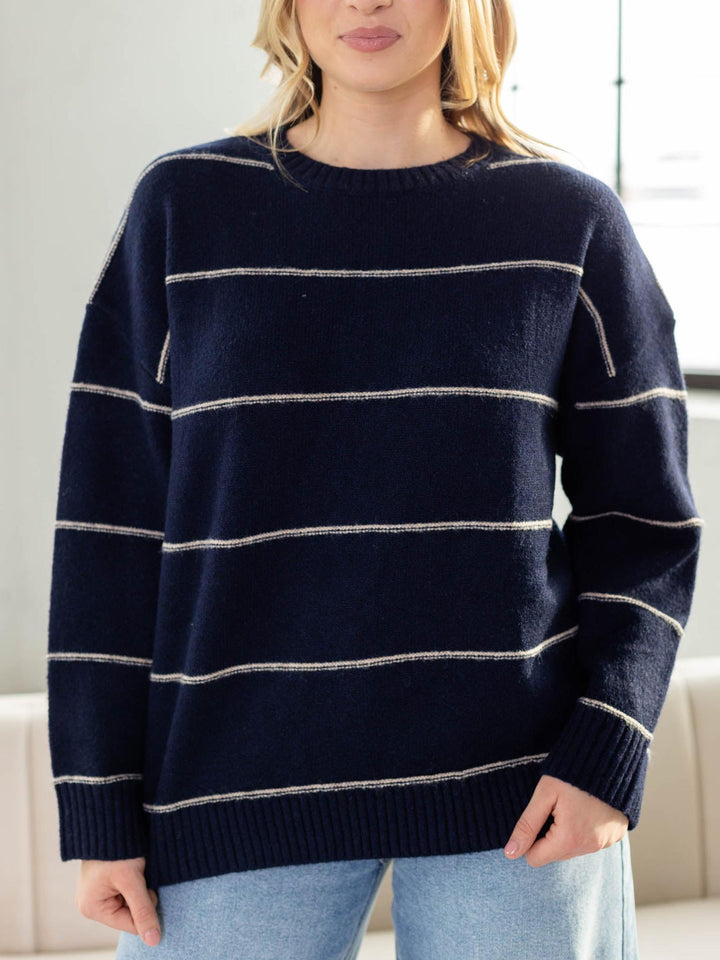 navy drop shoulder sweater