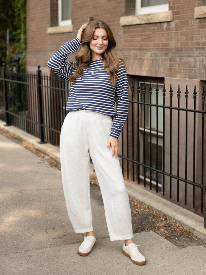 Striped Waffle Knit Raglan Top