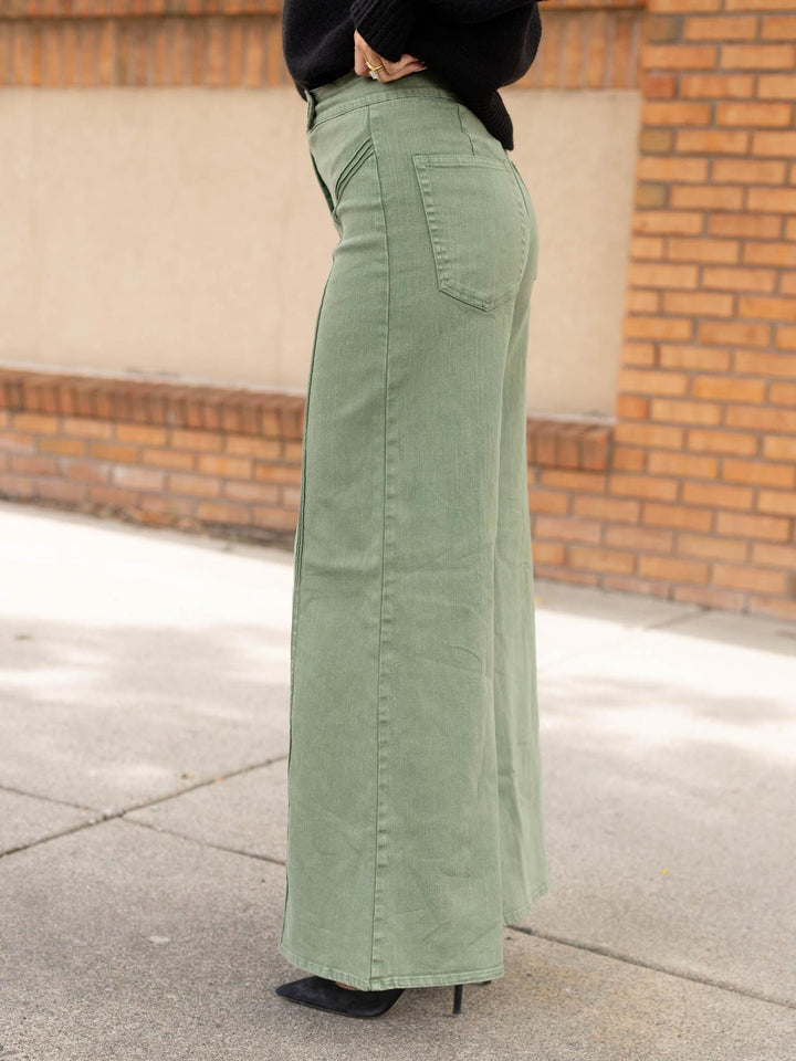Structured High Waist Washed Wide Leg