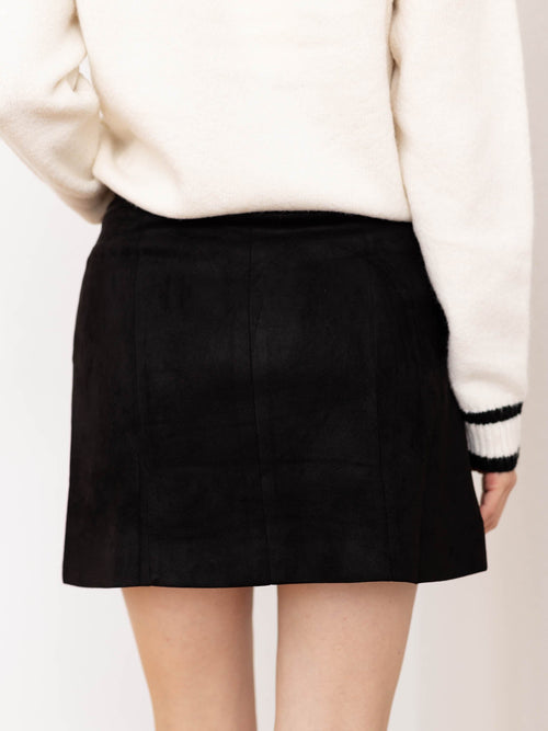 suede and faux leather mini skirt