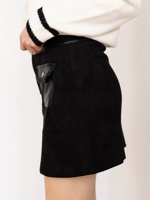 suede and faux leather mini skirt