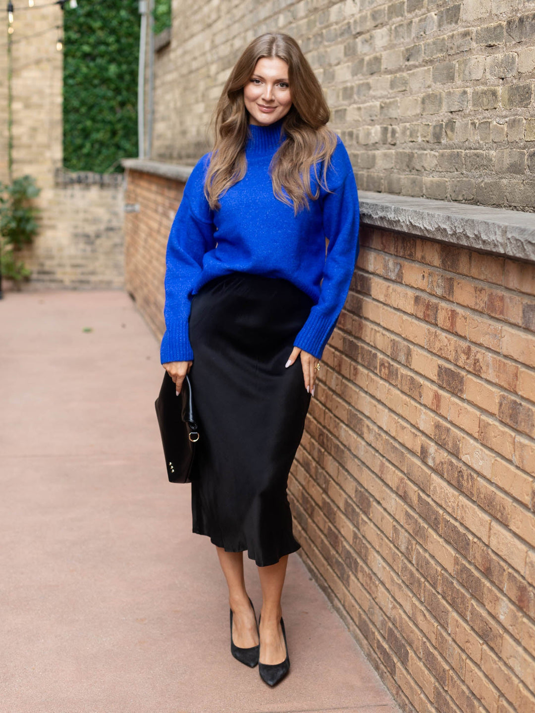 Sueded Satin Midi Skirt
