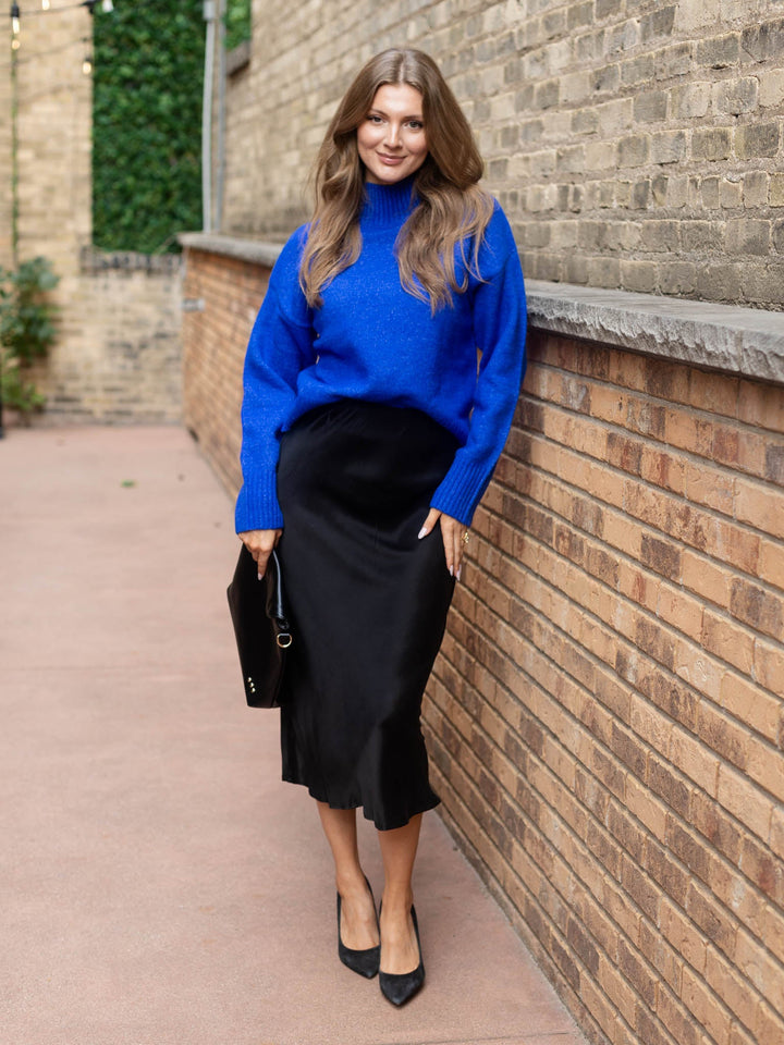 Sueded Satin Midi Skirt