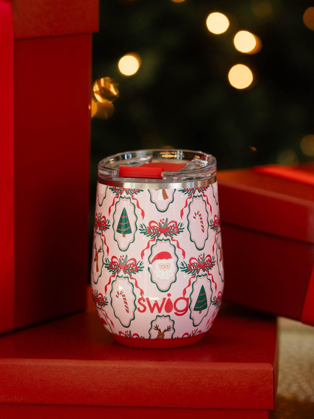 pink christmas mug