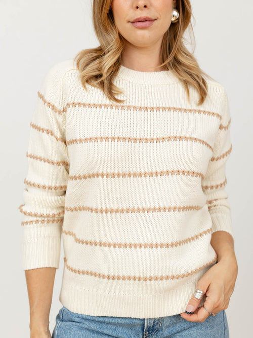 Texture Striped Crewneck