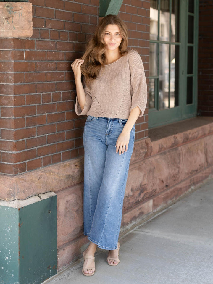 textured knit dolman sweater