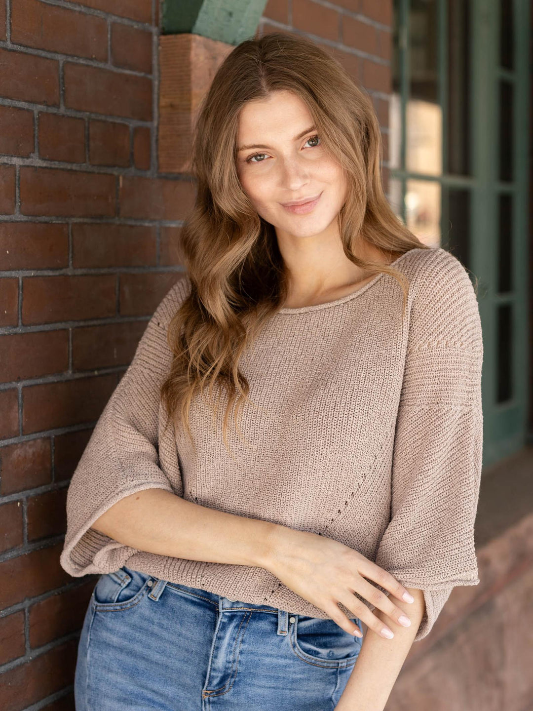 textured knit dolman sweater