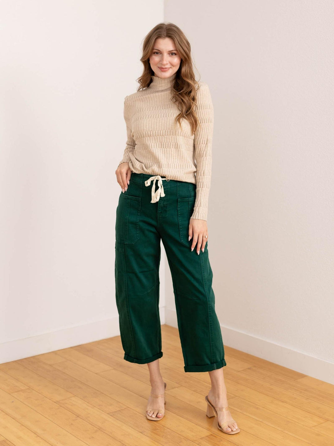 oatmeal mock neck pullover