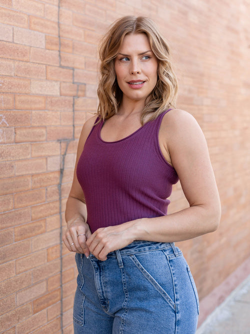 purple ribbed tank