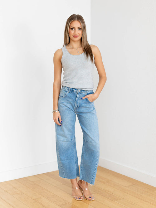 grey sweater knit basic tank top