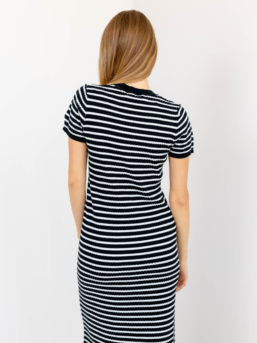 Textured Stripe Crew T-Shirt DressDress