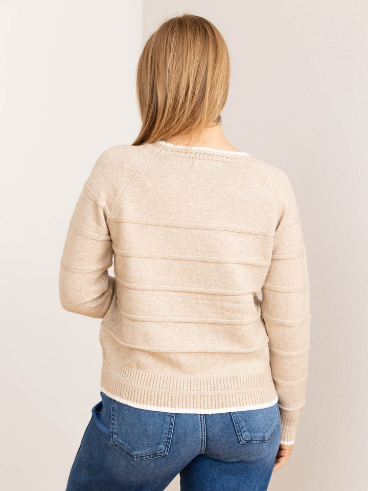 tan textured stripe sweater