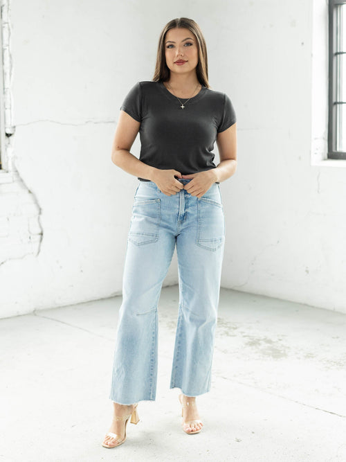 charcoal washed ribbed tee