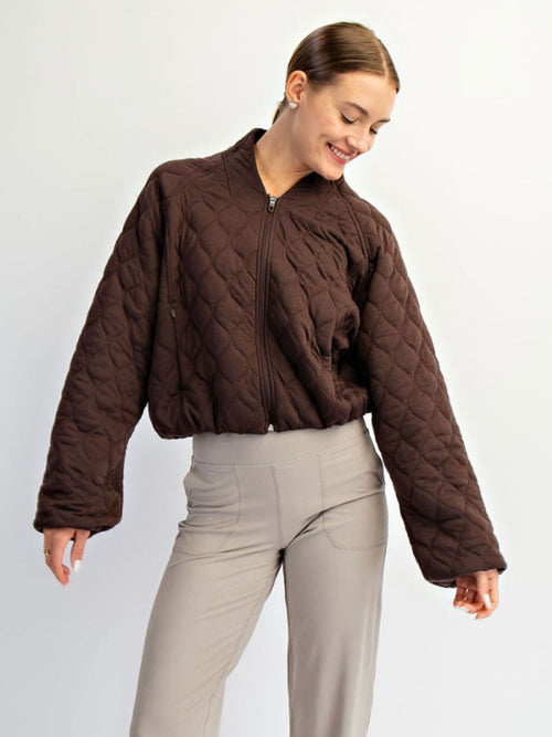 brown quilted jacket