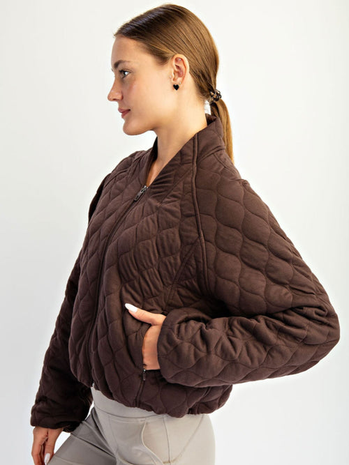 brown quilted jacket