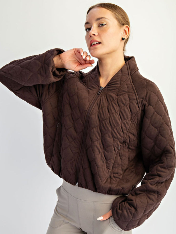 brown quilted jacket