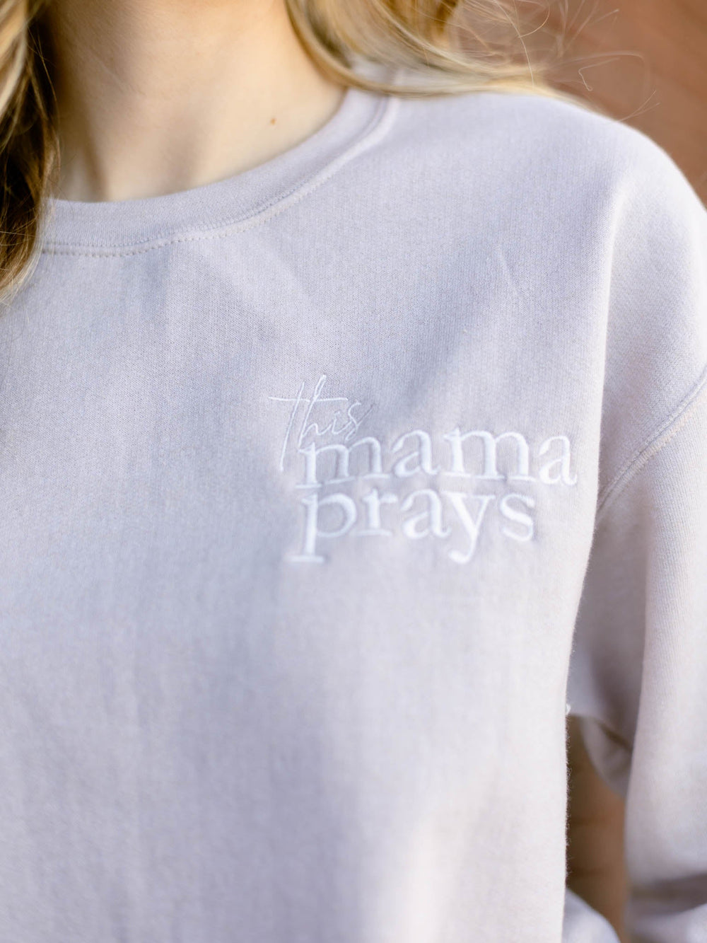 This Mama Prays Embroidered SweatshirtScreen tees