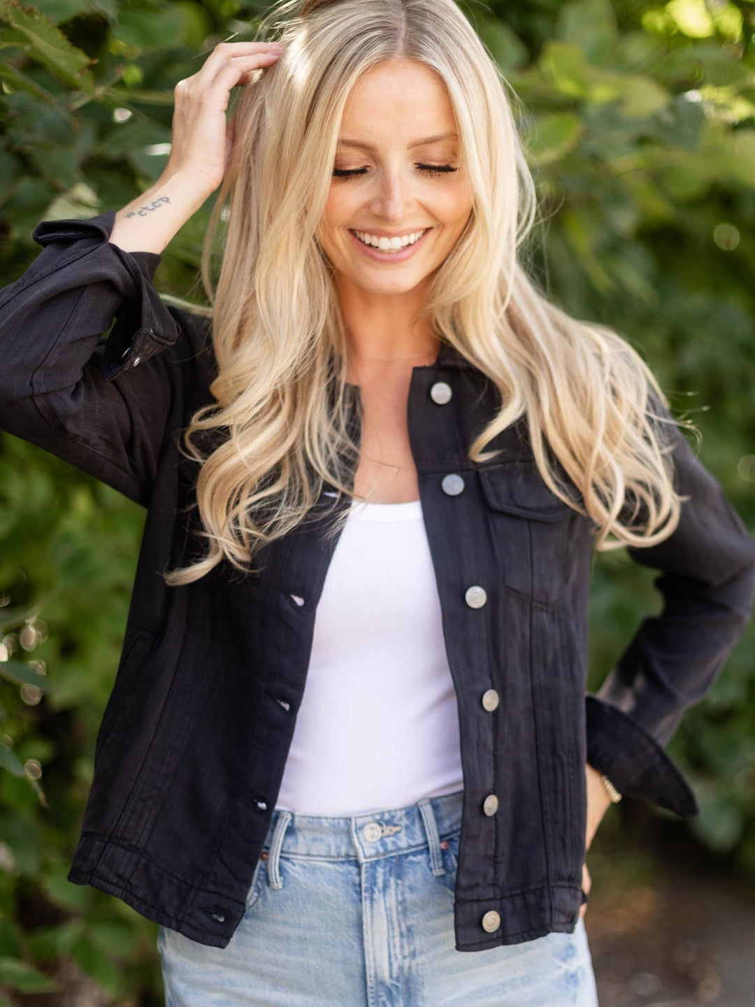 black acid wash jacket