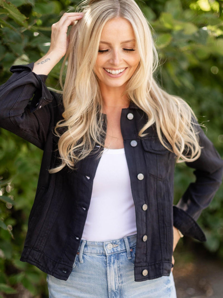 black acid wash jacket