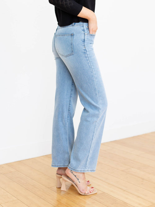 light wash soft straight leg denim