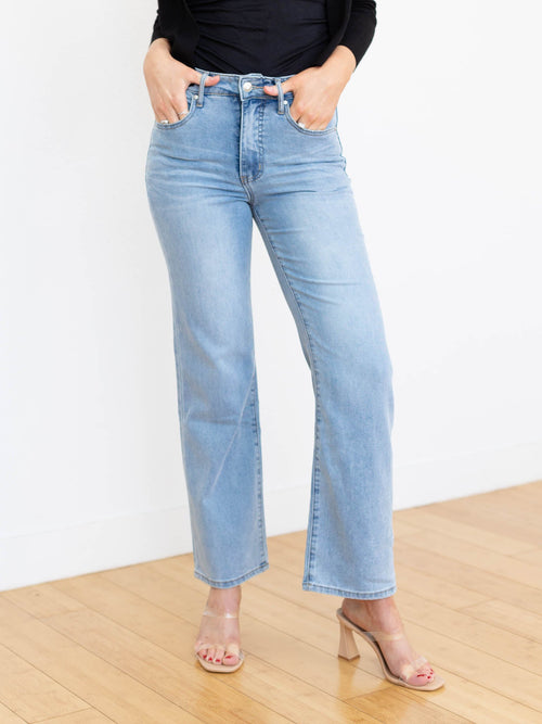 light wash soft straight leg denim
