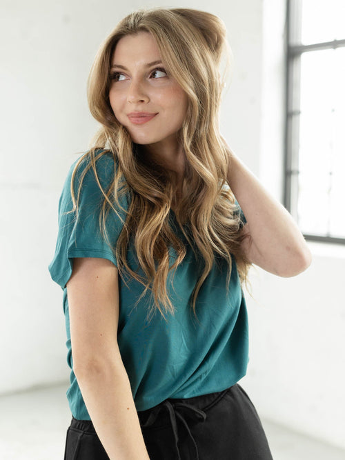 dark green vneck tee