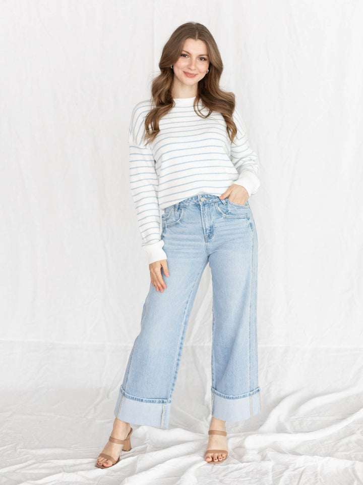 white striped sweater