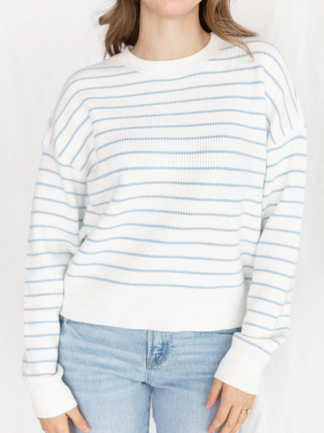white striped sweater