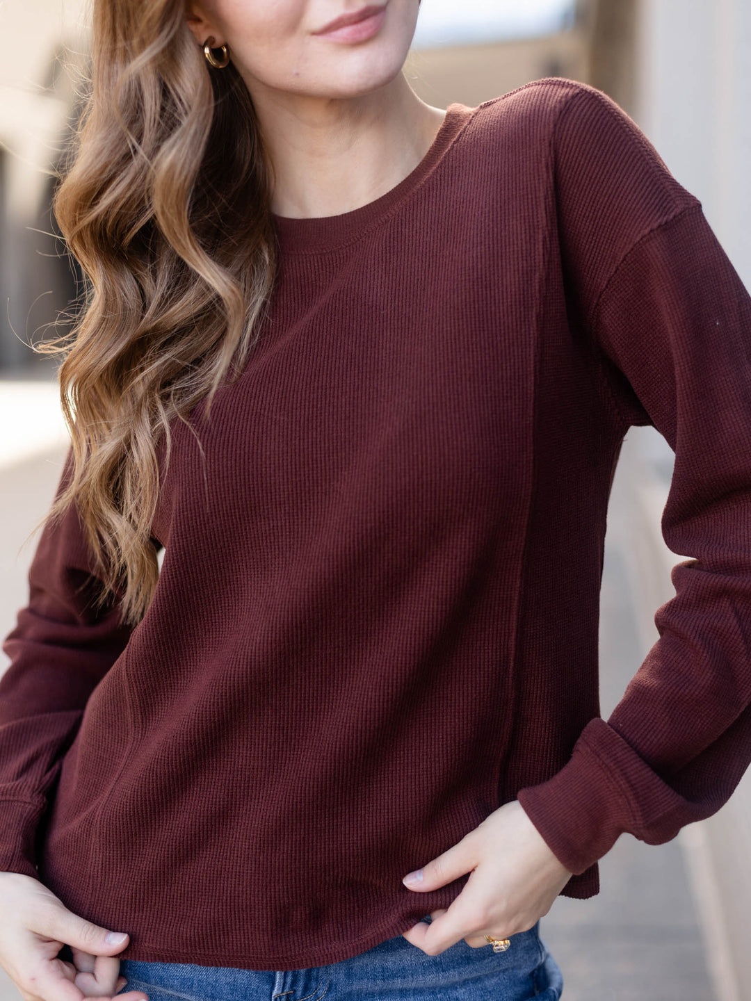 maroon long sleeve
