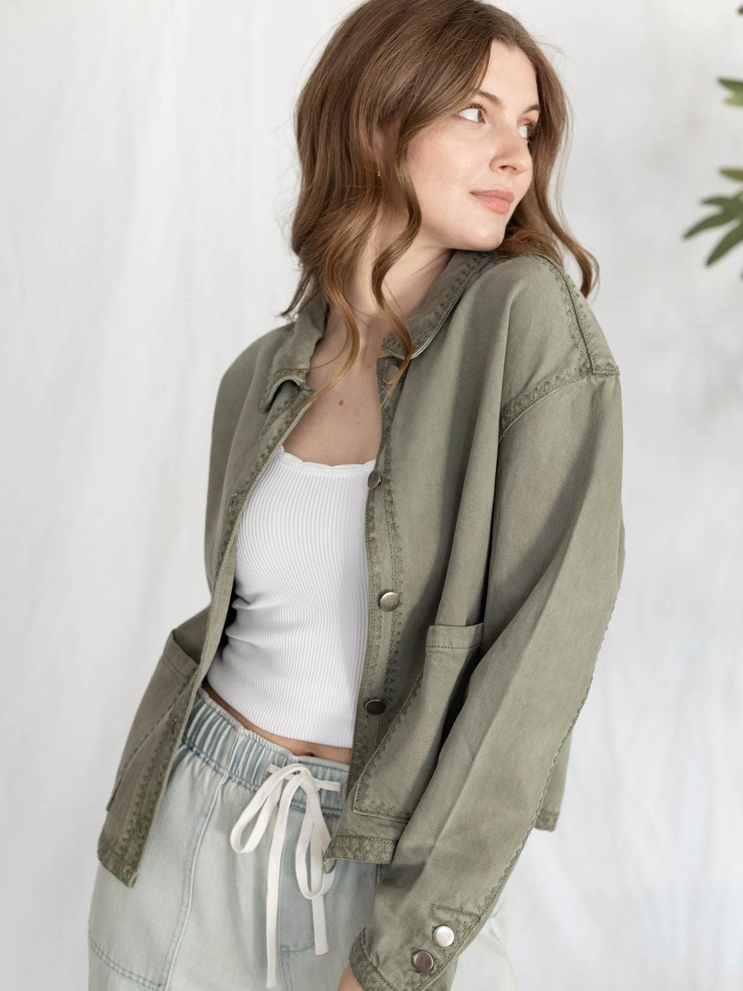 embroidered seam jacket