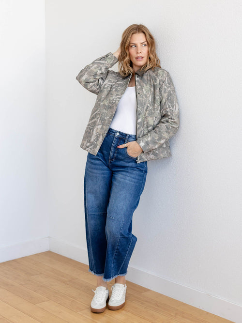 camo collared boxy jacket