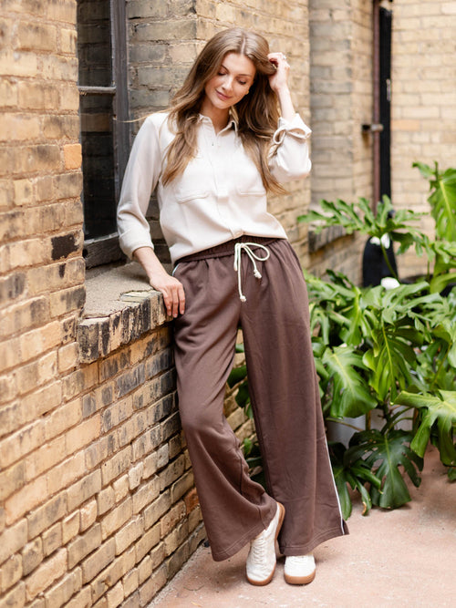 light tan button up top