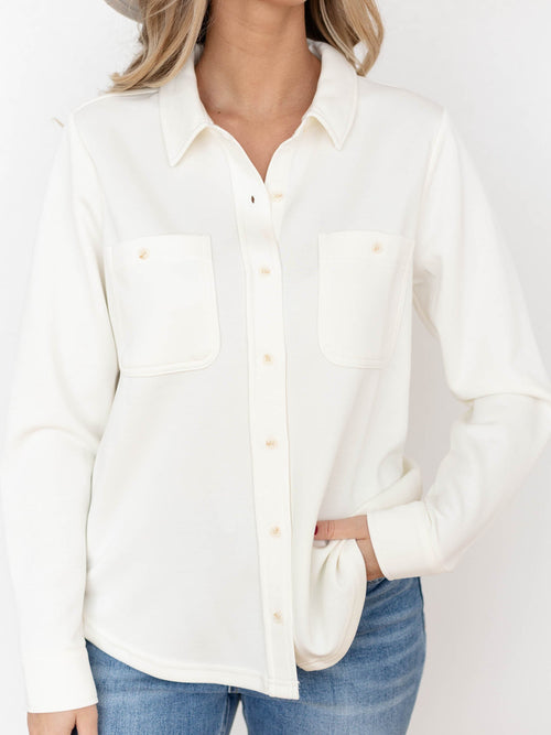white super soft button down long sleeve