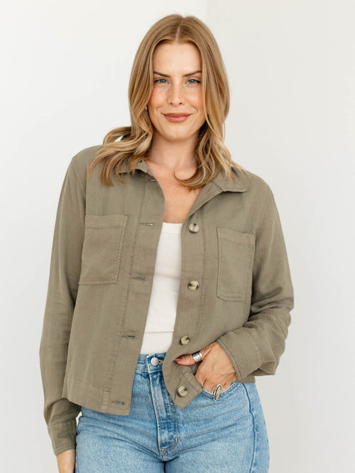 olive boxy lightweight jacket