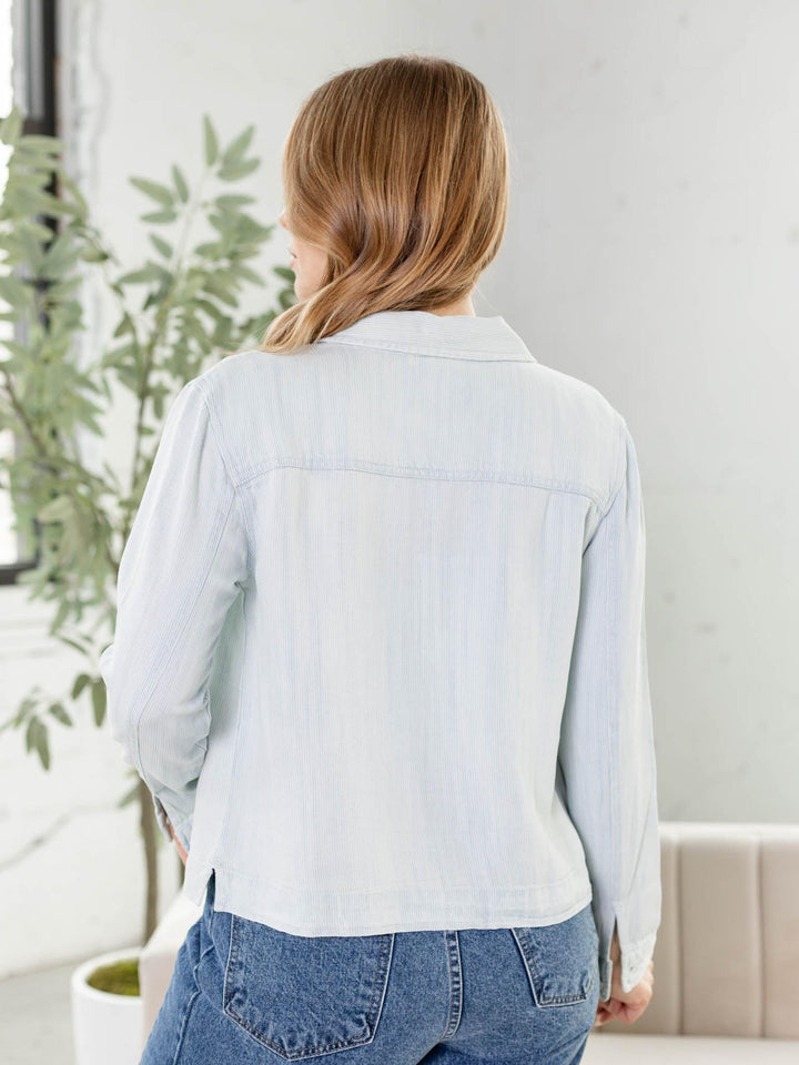 light washed pattern denim jacket