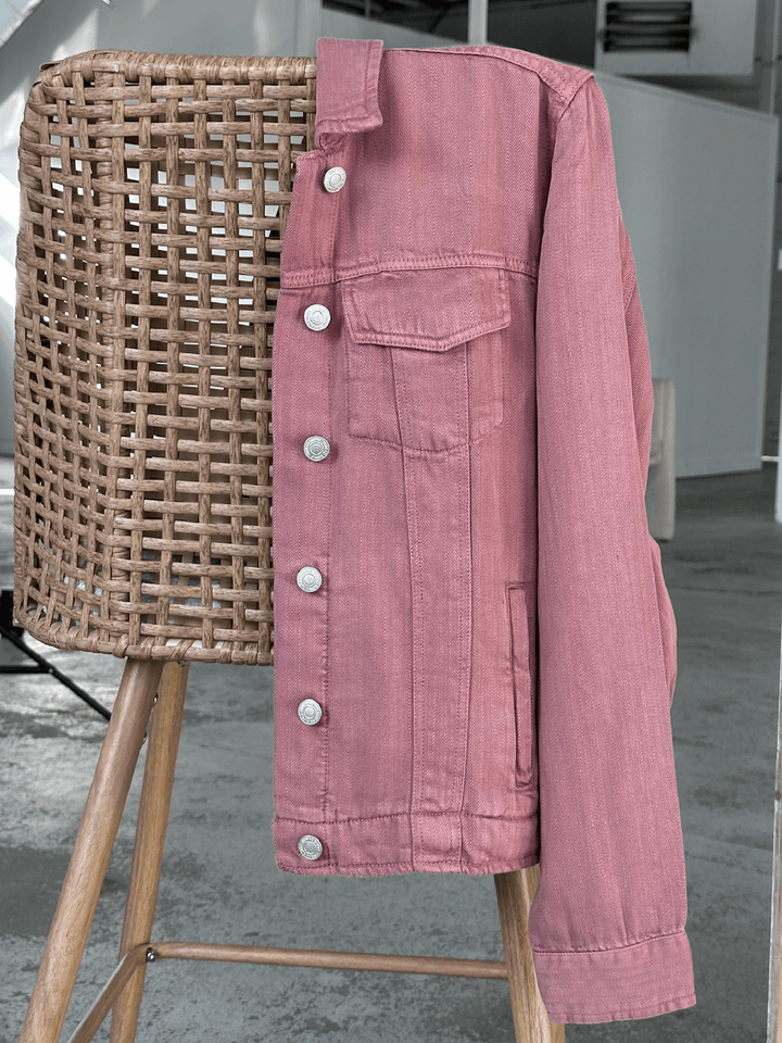 lightweight pink denim jacket