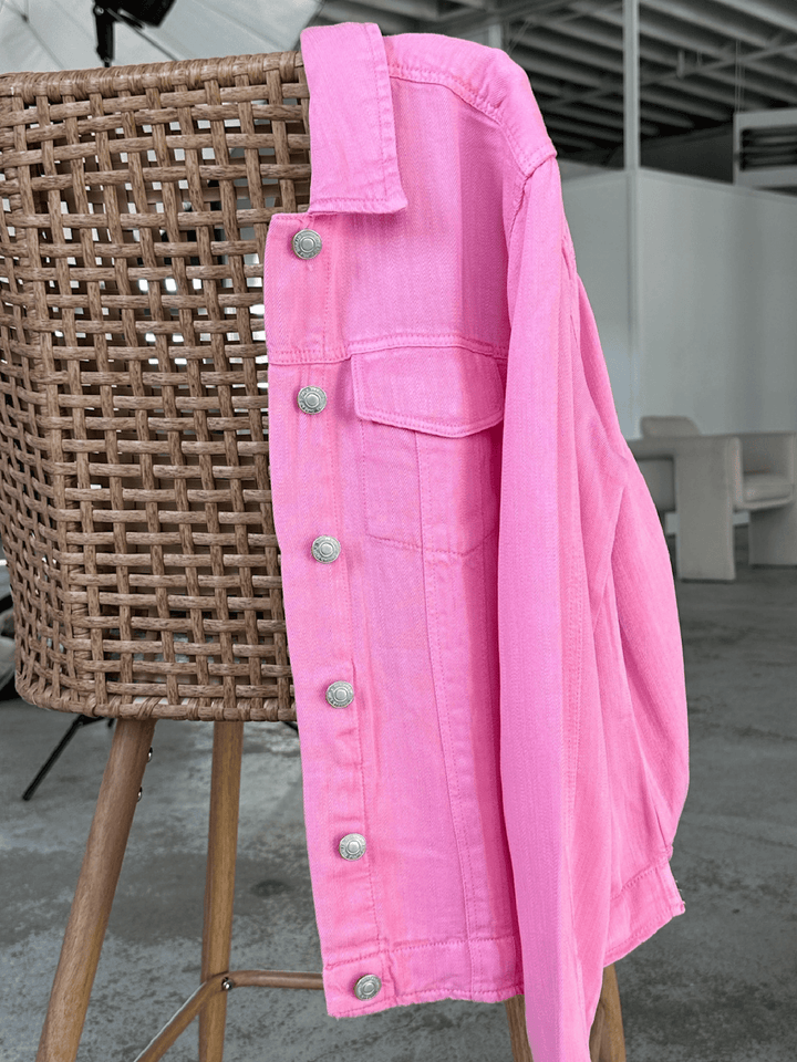 lightweight pink denim jacket