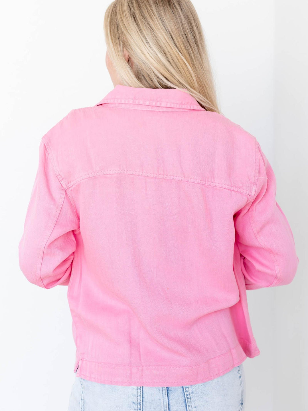 pink denim jacket