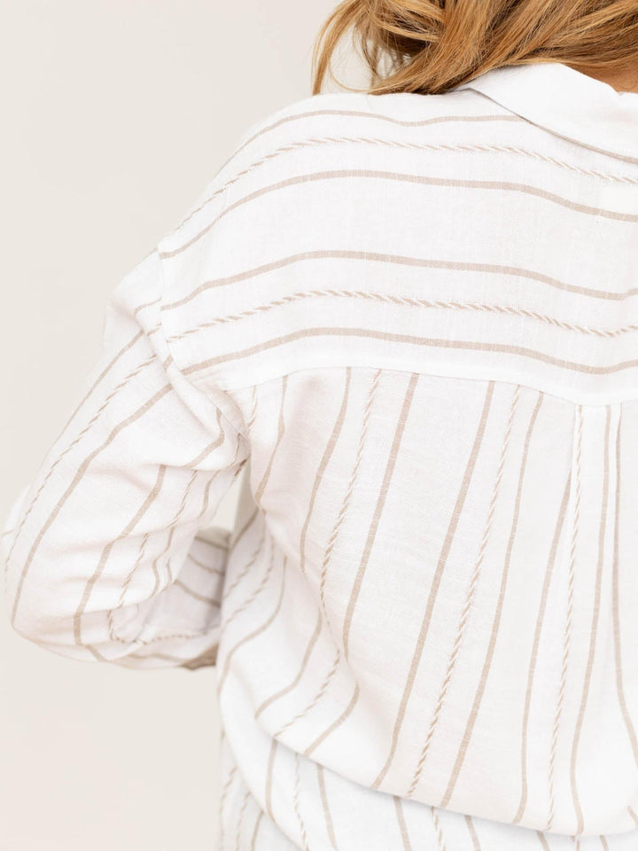 linen blend button up