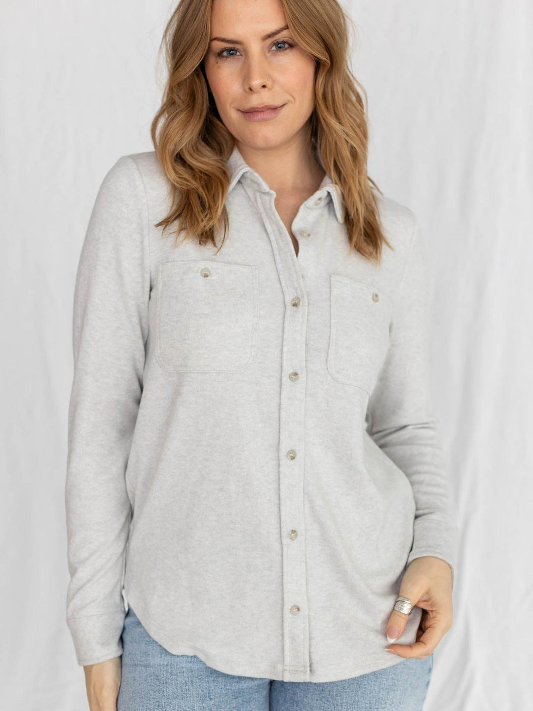 soft grey collared button down