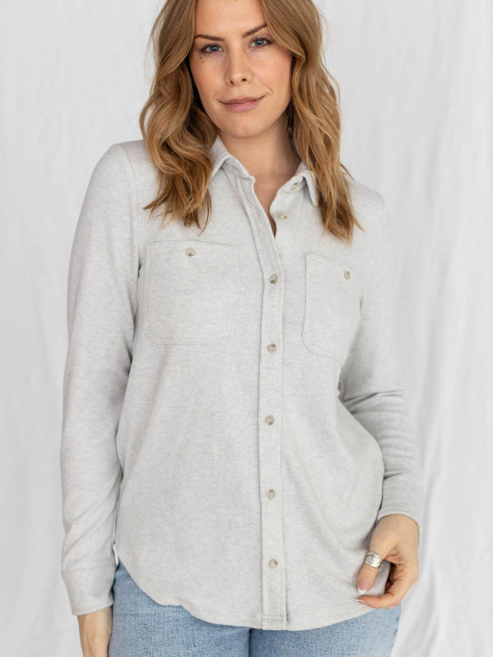 soft grey collared button down