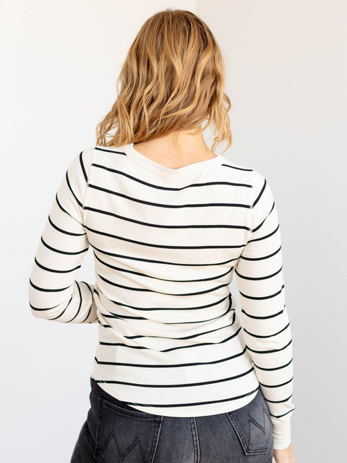 black and white stripe basic top