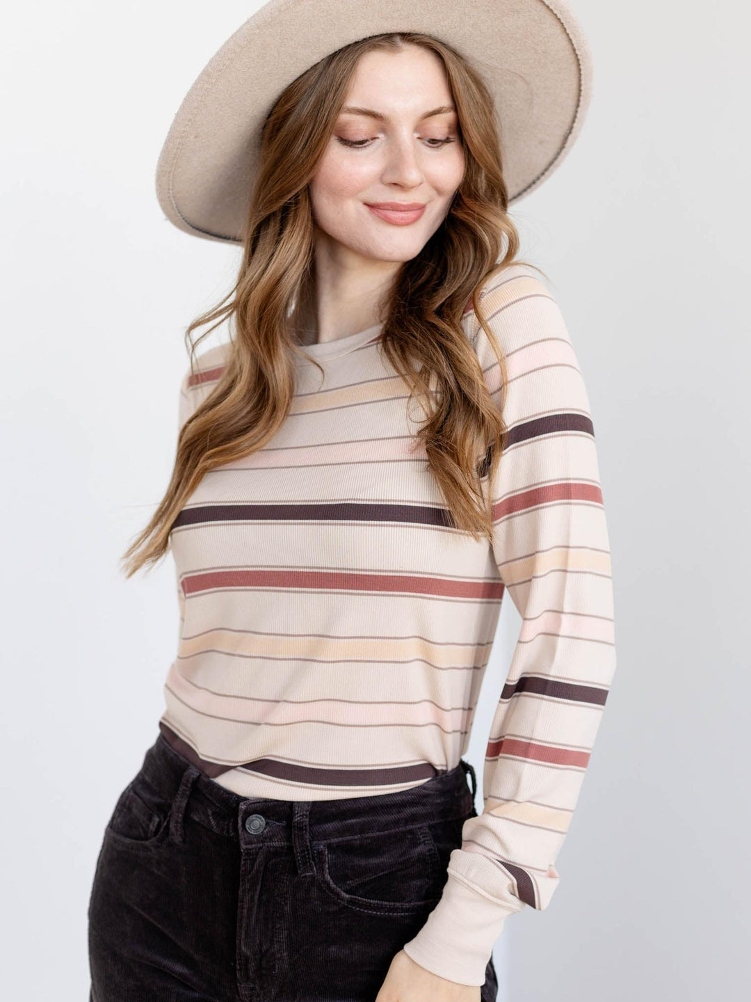 wide stripe basic long sleeve
