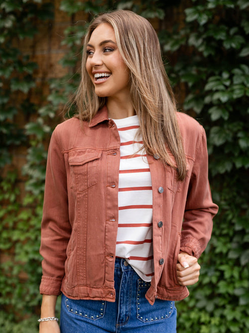 rust brown soft denim jacket