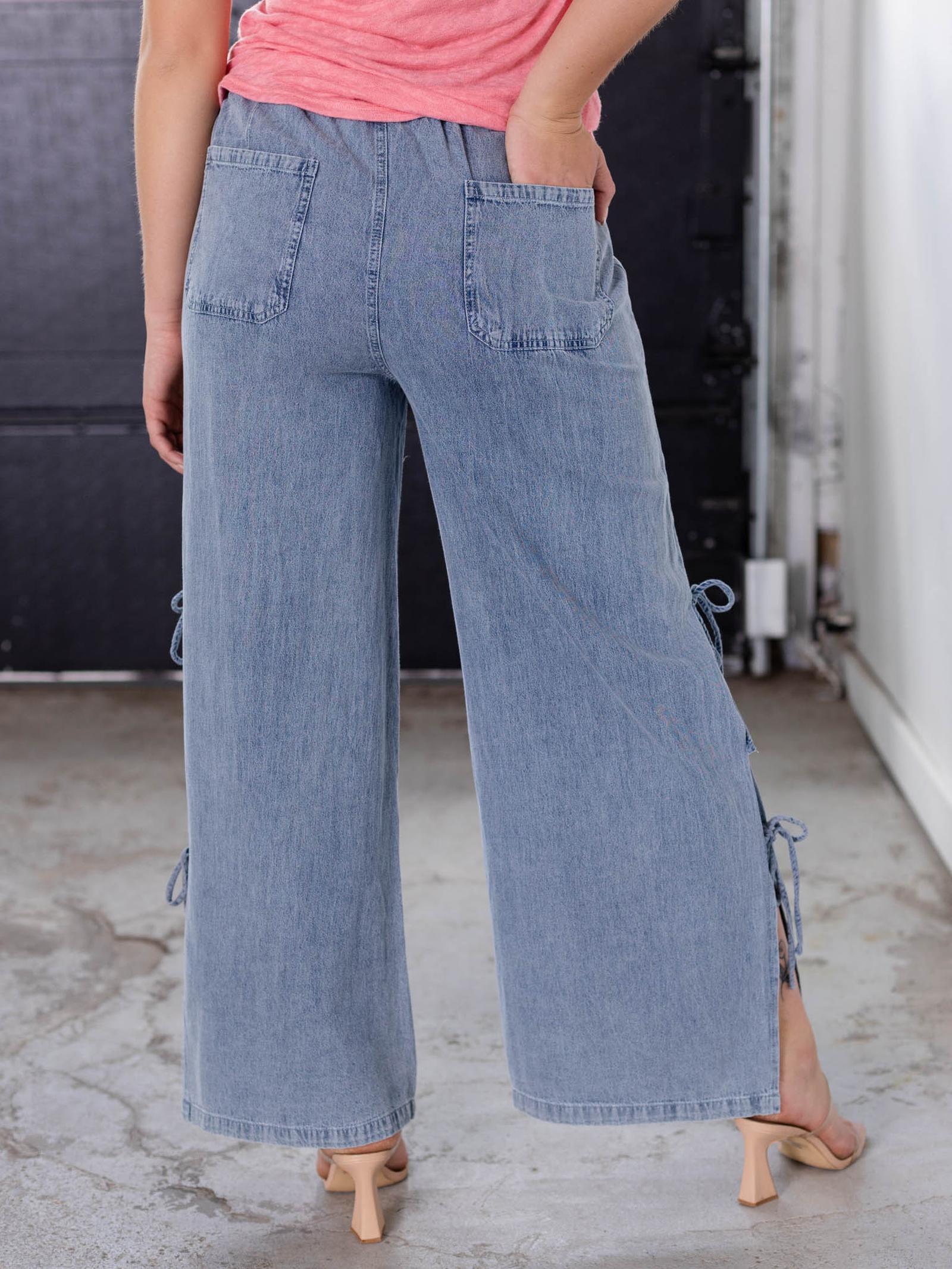Miou Muse Tie Side Denim Pants | Side Tie Detail | 28