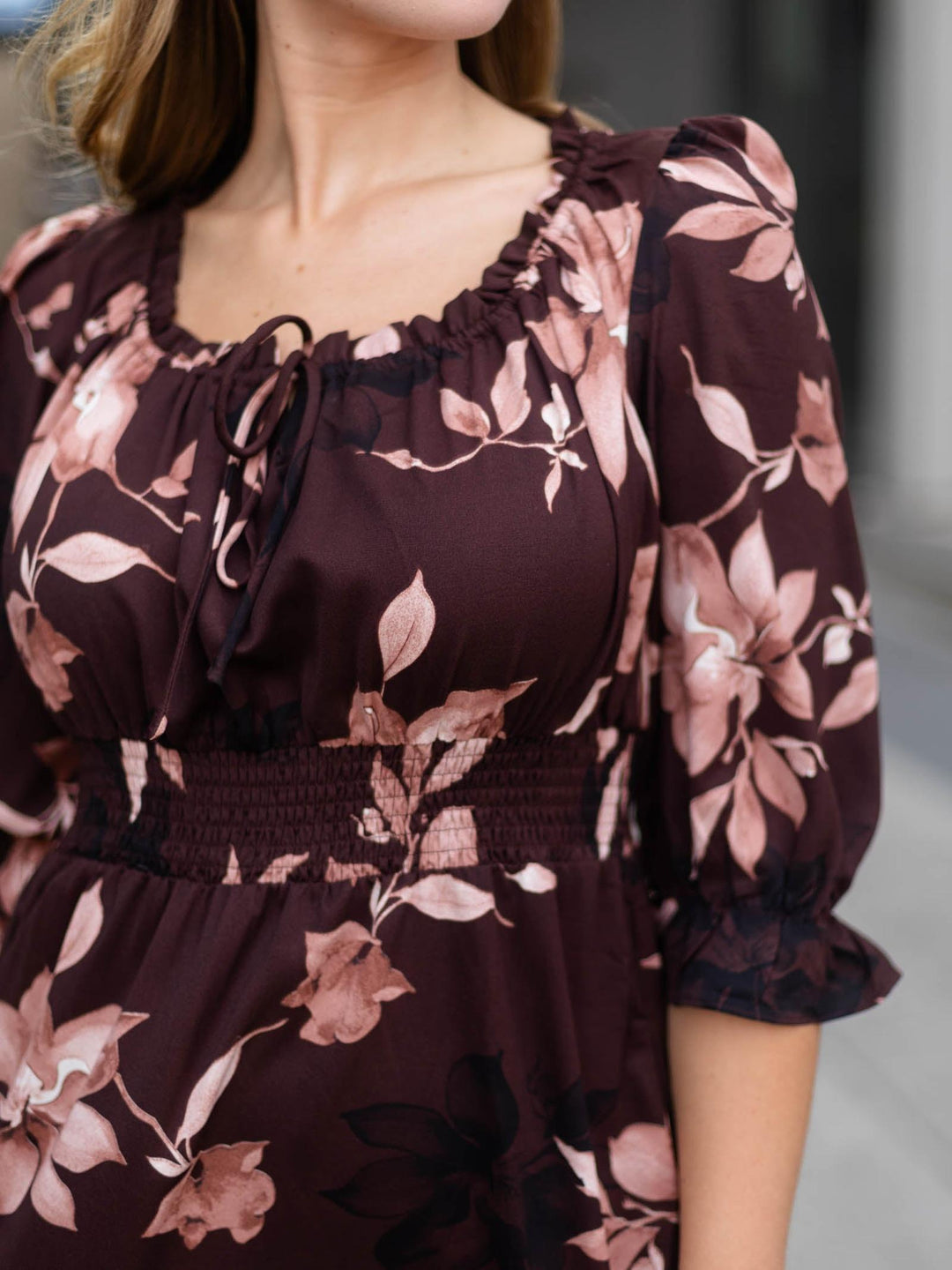 Tiered Woven Floral Print Smocked Waist Maxi Dress