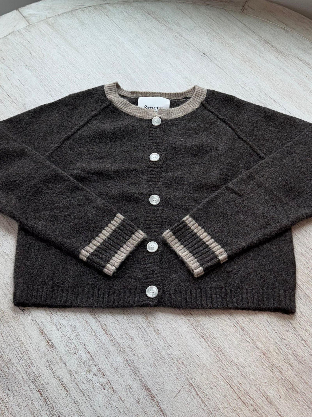 chocolate brown colored two tone sweater