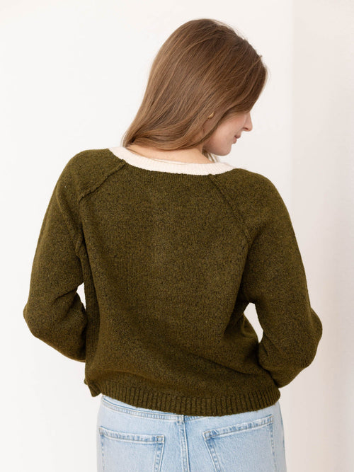 green varsity stripe sweater cardigan